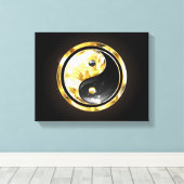 Toile Yin Yang or sur fond noir (Insitu (Plancher de Bois))
