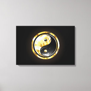 Toile Yin Yang or sur noir