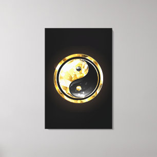 Toile Yin Yang or sur noir