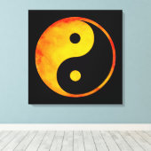 Toile Yin Yang orange et jaune aquarelle sur noir (Insitu (Plancher de Bois))