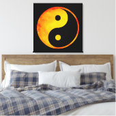 Toile Yin Yang orange et jaune aquarelle sur noir (Insitu(Chambre))