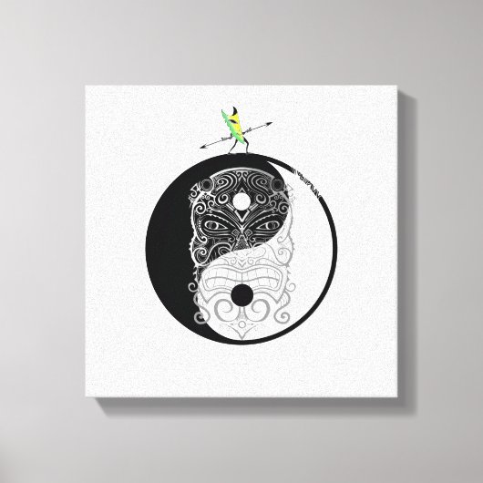 Toile Yin Yang Tiki Masque guerrier (Recto)