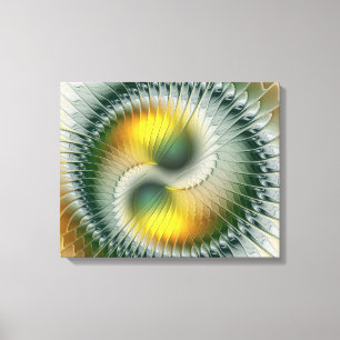 Toile Yin Yang Vert Jaune Abstrait coloré Fractal