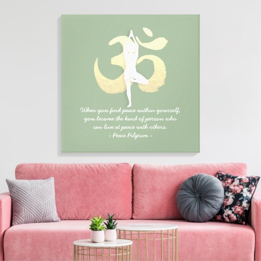 Toile Yoga Instructor Studio Citations Arbre Pose OM Sym (Insitu(Salon))