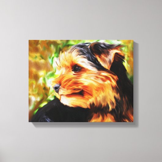 Toile Yorkshire Terrier Chien Watercolor Portrait d'art (Recto)