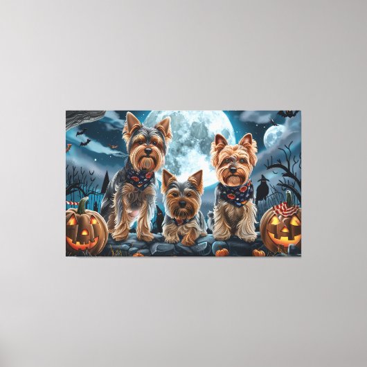 Toile Yorkshire Terrier Halloween Éffrayant (Recto)
