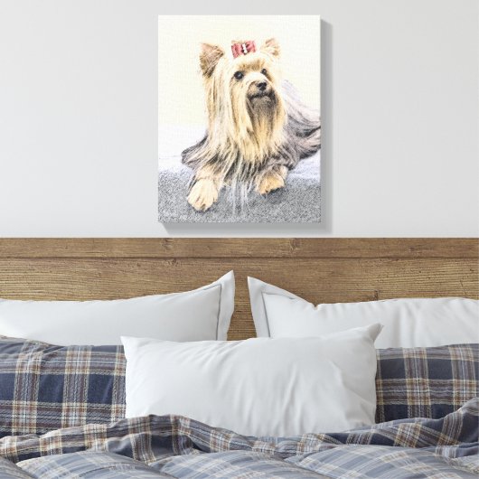 Toile Yorkshire Terrier Peinture - Cute Original Chien A (Insitu(Chambre))