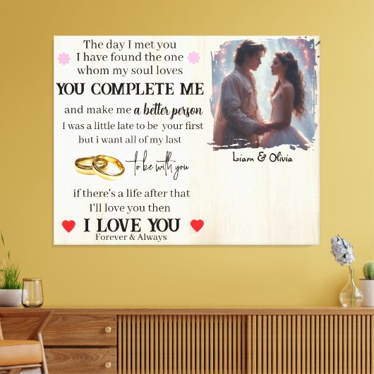 Toile You Complete Me Custom Photo Wedding Anniversary (Insitu(Salon))