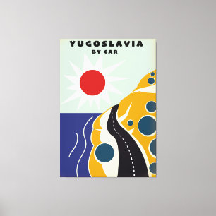 Toile Yougoslavie En voiture poster de voyage vintage
