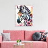 Toile Zebra Floral Aquarelle Art (Insitu(Salon))