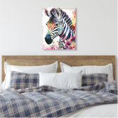 Toile Zebra Floral Aquarelle Art (Insitu(Chambre))