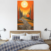 Toile Zebra River: Dot Art Sunset in the Wild (Insitu(Chambre))