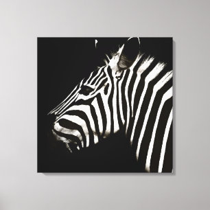 Toile Zèbre noir et blanc rayures Animal