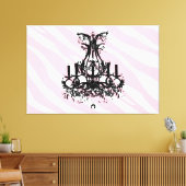 Toile Zèbre Rose Grandes Avec Lustre Noir (Insitu(Salon))