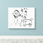 Toile Zen Classics - Gibon Sengai - Homme et chien (Insitu (Plancher de Bois))