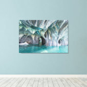 Toile ZENAH | Reflets Bleus Glaciaires - Marbre Abstrait (Insitu (Plancher de Bois))