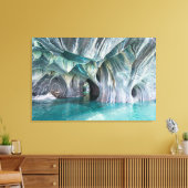 Toile ZENAH | Reflets Bleus Glaciaires - Marbre Abstrait (Insitu(Salon))