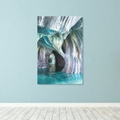 Toile ZENAH | Reflets Bleus Glaciaires - Marbre Abstrait (Insitu (Plancher de Bois))