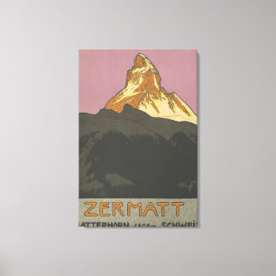 Toile Zermatt Matterhorn Vintage Suisse Ski