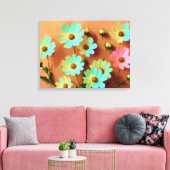 Toile Zinnia Elegans Vibrant Botanique (Insitu(Salon))