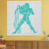 Toile Zodiac Grey Blanc Turquoise Porteur d'eau Aquarius (Insitu(Salon))