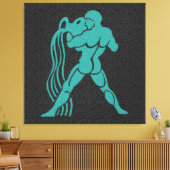 Toile Zodiac Porteur d'eau noir et turquoise Aquarius (Insitu(Salon))