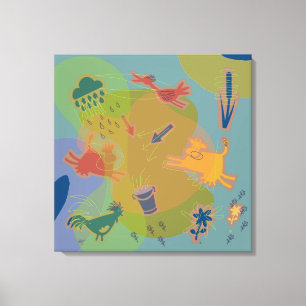 Toile zone de travail animals cow chicken