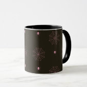 Toiles d'araignées noires et roses/Araignées Mug d (Devant droit)