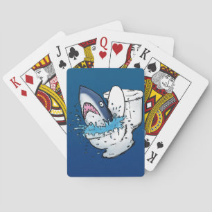 Toilet Haai Grappige Blauwe Cartoon Pokerkaarten
