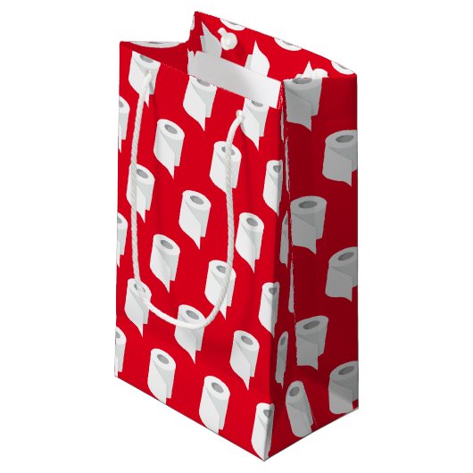 Toilet Paper Roll Funny Quarantine Theme Red Klein Cadeauzakje (Voorkant Gekanteld)