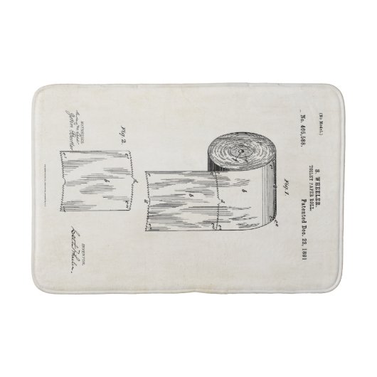 Toilet Paper Roll Patent Print Bath Mat (Voorkant)