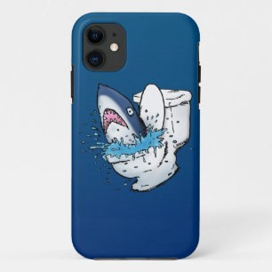 Toilet Shark Funny Blue Cartoon iPhone 11 Hoesje