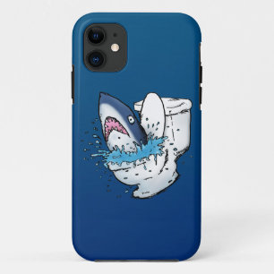 Toilet Shark Funny Blue Cartoon iPhone 11 Hoesje