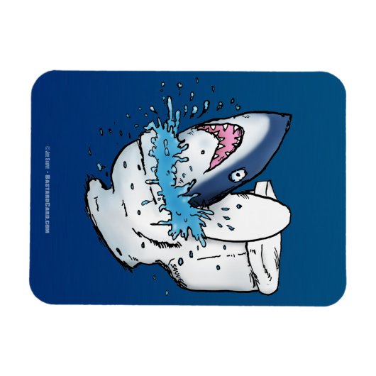 Toilet Shark Funny Blue Cartoon Magneet (Horizontaal)