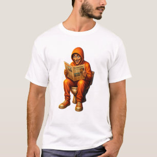 “Toilet Time Tales” – Grappige Jongen met Hoodie L T-shirt