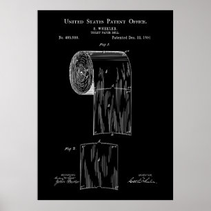 toiletpapier 1891 Patent Poster