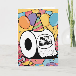 Toiletpapier met petten ballonnen kaart