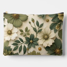 Toiletry bag green flowers pattern  etui