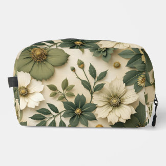 Toiletry bag green flowers pattern  toilettasje