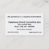 Toilettage d'animal familier ou carte de visite de (Dos)