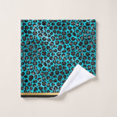 TOILETTE EN OR LEOPARD AQUA (Gant de toilette)