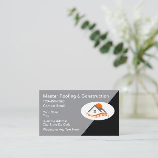 Toit Et Construction Carte de visite Moderne (Debout devant)