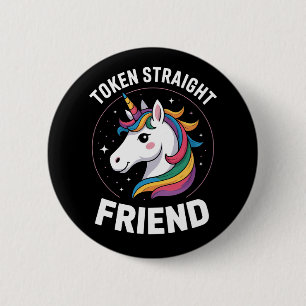 Token Rechte Vriend Eenhoorn Homoseksueel LGBTQ Tr Ronde Button 5,7 Cm