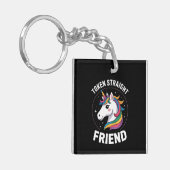 Token Straight Friend Unicorn Gay LGBTQ Pride Ally Sleutelhanger (Voorkant Links)