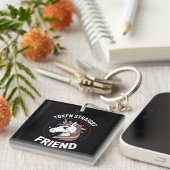 Token Straight Friend Unicorn Gay LGBTQ Pride Ally Sleutelhanger (Voorkant Rechts)