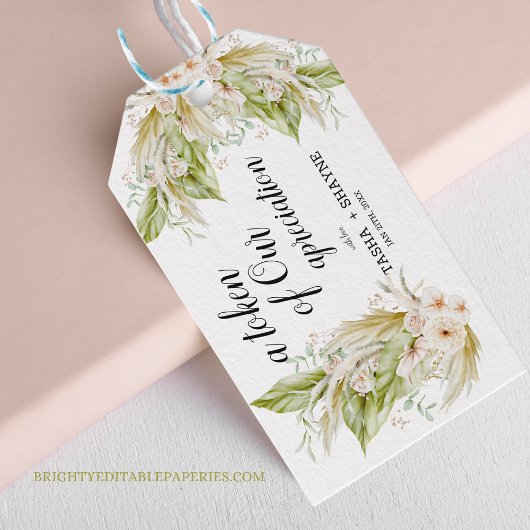 Token van onze waardering Tropische Pampas bruilof Cadeaulabel