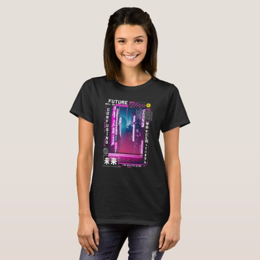 Tokio cyberpunk damp in japanse retro vibes t-shirt (Voorkant volledig)
