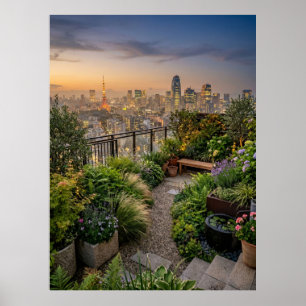 Tokio Daktuin Zonsondergang Poster