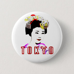Tokio geisha meisje in traditionele jurk ronde button 5,7 cm