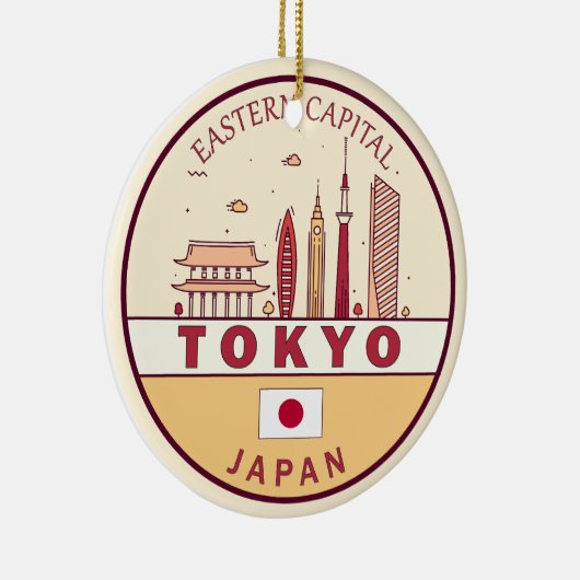 Tokio Japan City Skyline Embleem Keramisch Ornament (Rechts)